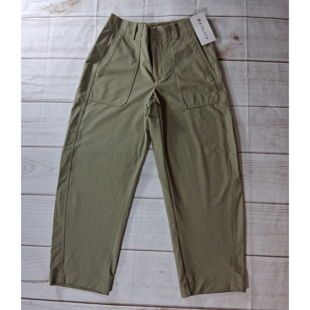 Athleta Skyline Utility Barrel Pant Olive Green NWT Sz 8 High Rise Ankle Pants